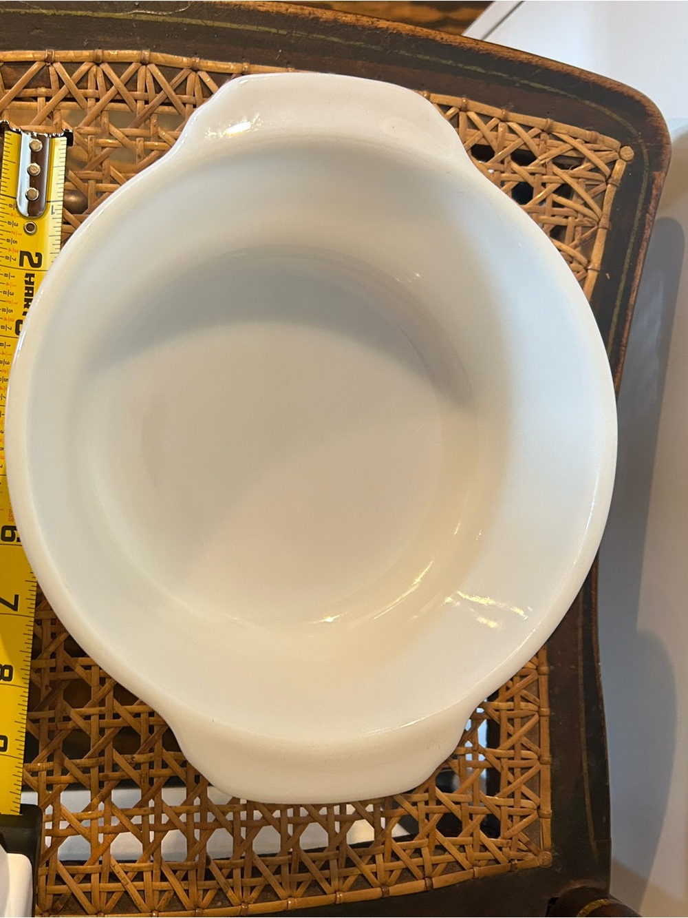 Fire King White Milk Glass 1 Quart Round Casserole with Dual Handles